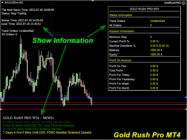 Gold Rush Pro EA MT4 Information
