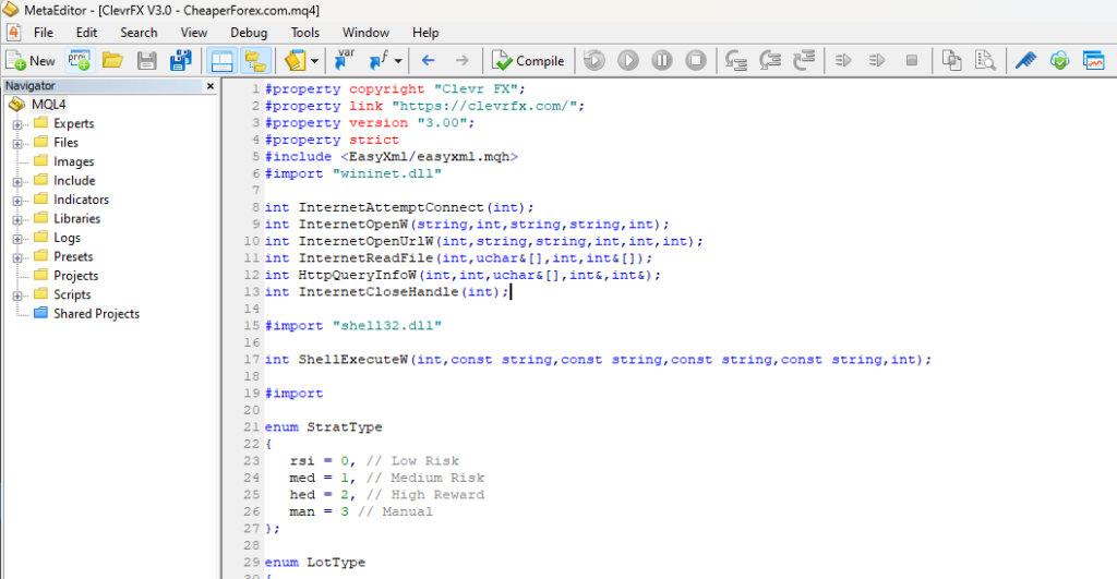 ClevrFX EA Source Code MQ4 With Presets - $49.95