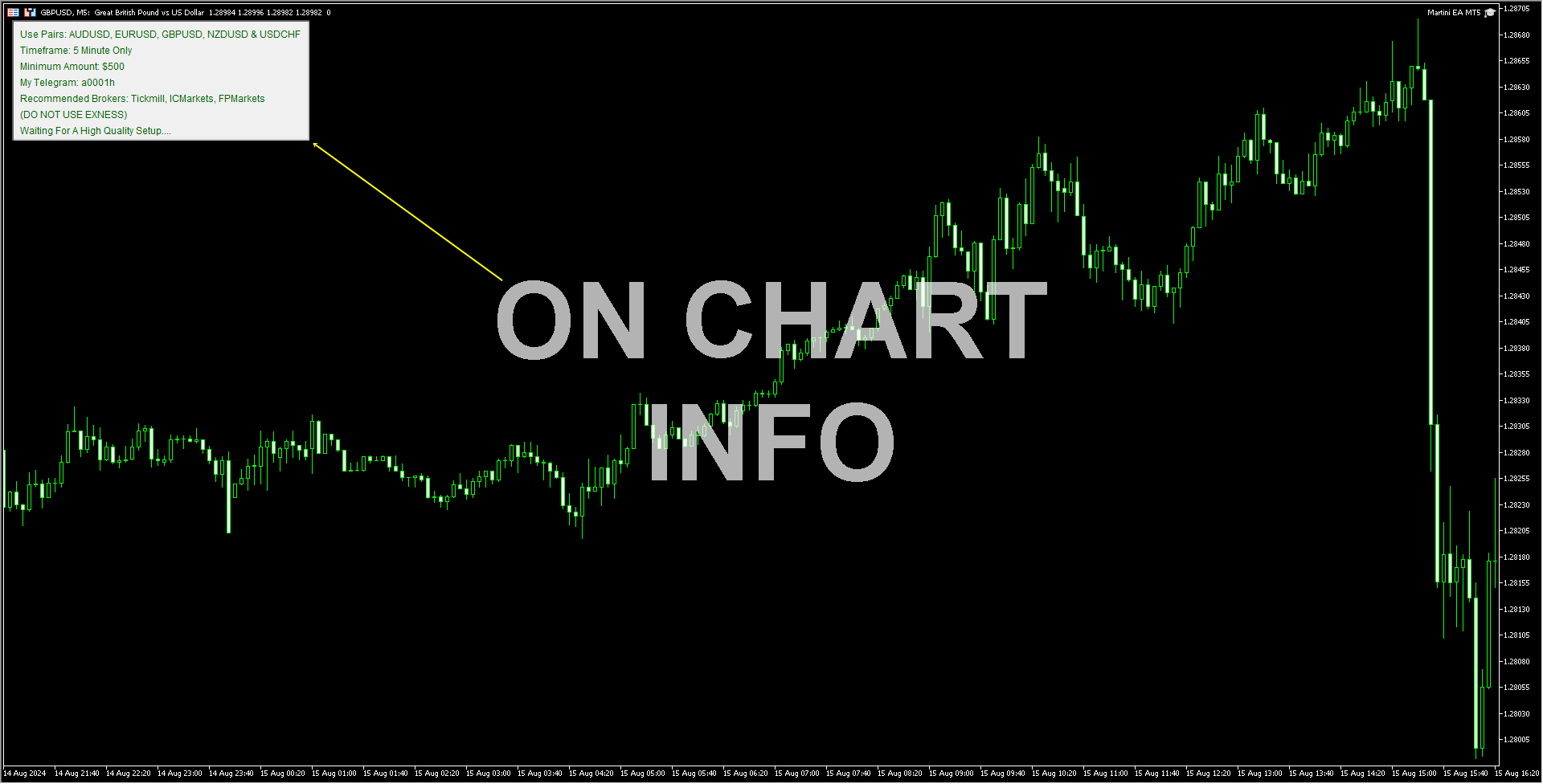 Martini EA Attached to the Chart