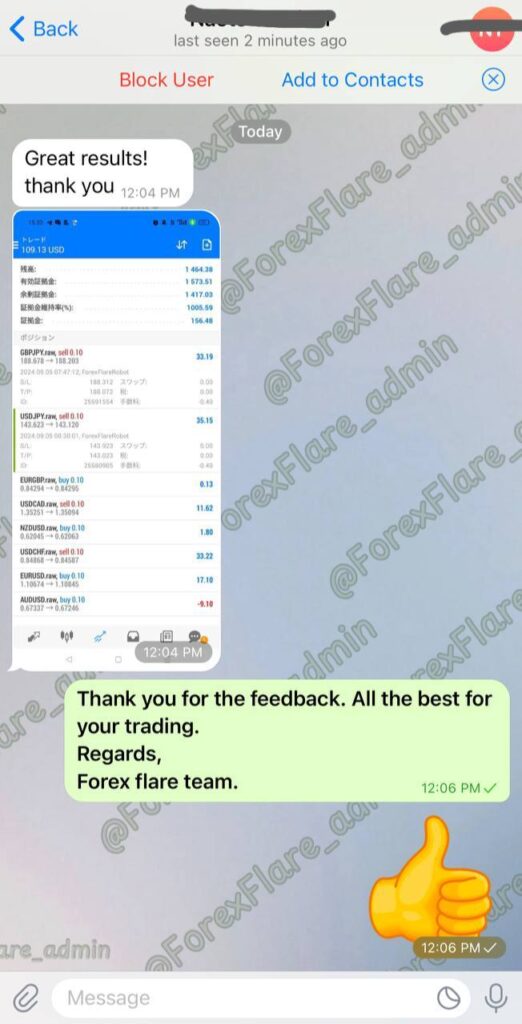 Forex Flare Robot EA Results from Customers Second