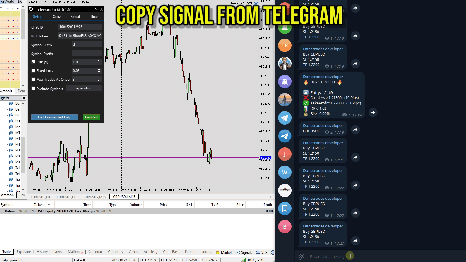 Telegram To MT4 Receiver Copy Signal from Telegram