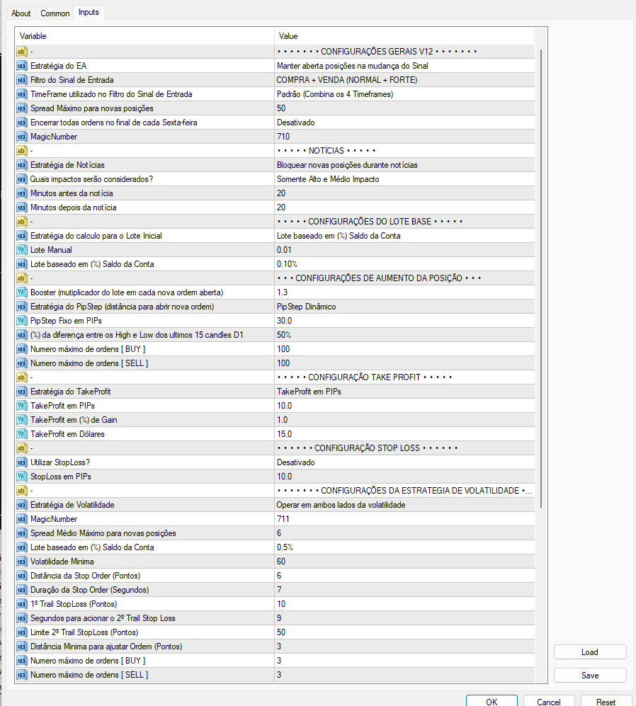 RoboV12 EA Advisor Inputs