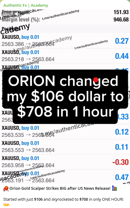 Orion Gold Scalper EA User Profit