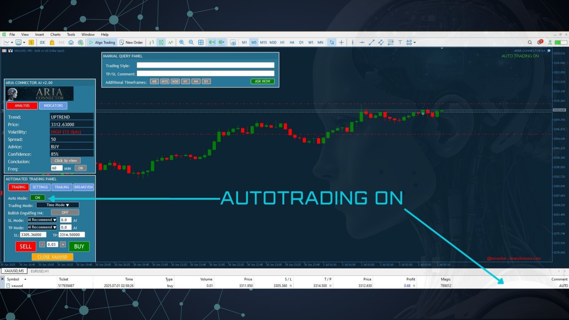 ARIA Connector EA How it Looks on the Chart ARIA Connector EA How it Looks on the Chart