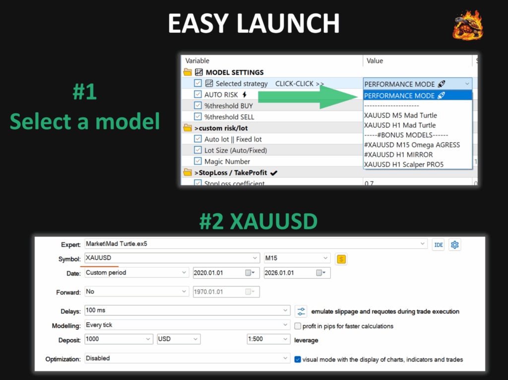 Mad Turtle EA Easy Launch Settings