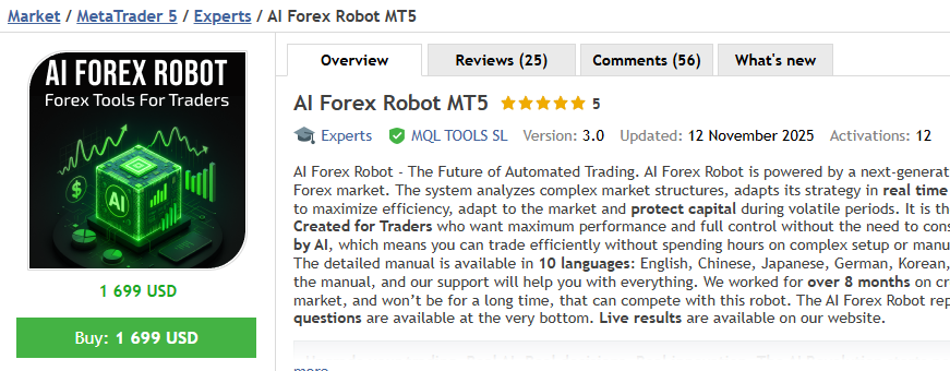 AI Forex Robot MT4 The Product on MQL5
