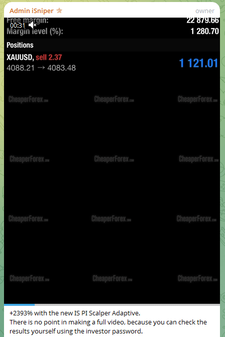IS PI Scalper EA Proof from their Telegram Group