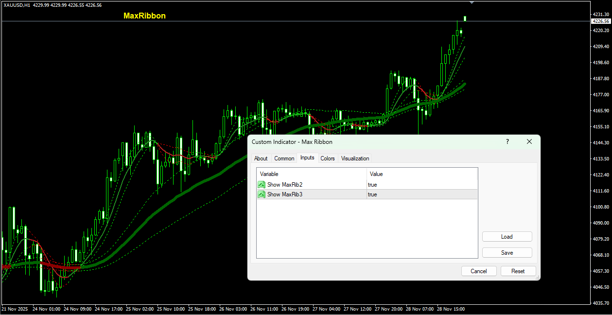 Max Ribbon settings — Simple configuration with toggle options for showing/hiding each ribbon layer Max Ribbon settings — Simple configuration with toggle options for showing/hiding each ribbon layer