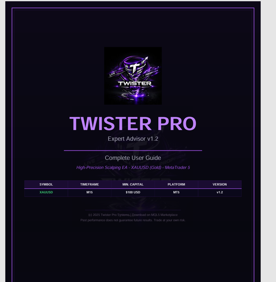 TwisterPro Scalper EA — 7-page user manual included