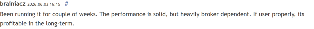 Selected dated excerpt from a Chiroptera customer review on MQL5