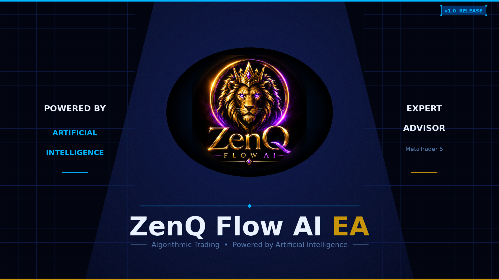 ZenQ Flow AI EA — the product under review ZenQ Flow AI EA MT5 v1.0 release brand image — Expert Advisor powered by Artificial Intelligence, algorithmic trading for MetaTrader 5 by Valentina Zhuchkova