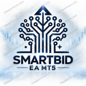 SmartBid EA MT5 promotional cover with repeated CheaperForex.com watermarks