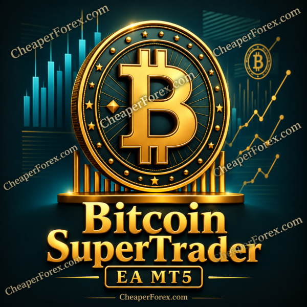 Bitcoin SuperTrader EA MT5 product cover with CheaperForex.com watermarks