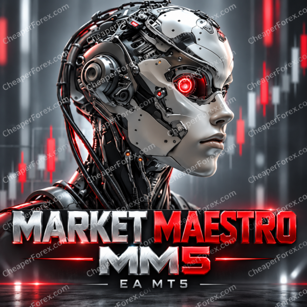 Market Maestro MM5 EA MT5 cover with repeated CheaperForex.com watermarks