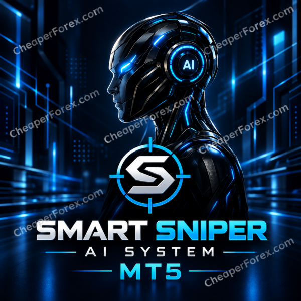 Smart Sniper AI System EA MT5 cover with repeated CheaperForex.com watermarks