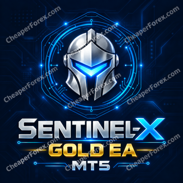 Sentinel X Gold EA MT5 cover with repeated CheaperForex.com watermarks