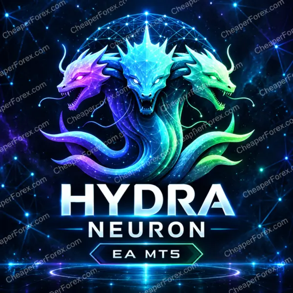 Hydra Neuron EA MT5 promotional artwork with CheaperForex.com watermarks