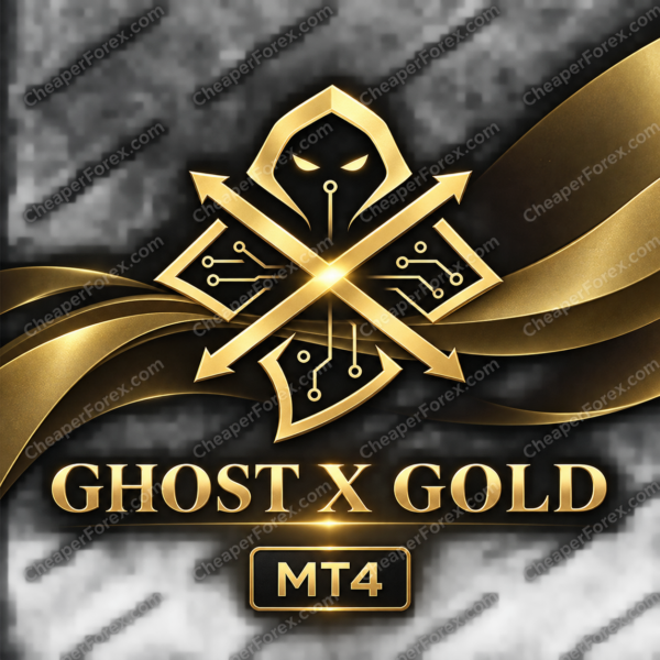 Ghost X Gold EA MT4 promotional artwork with CheaperForex.com watermarks