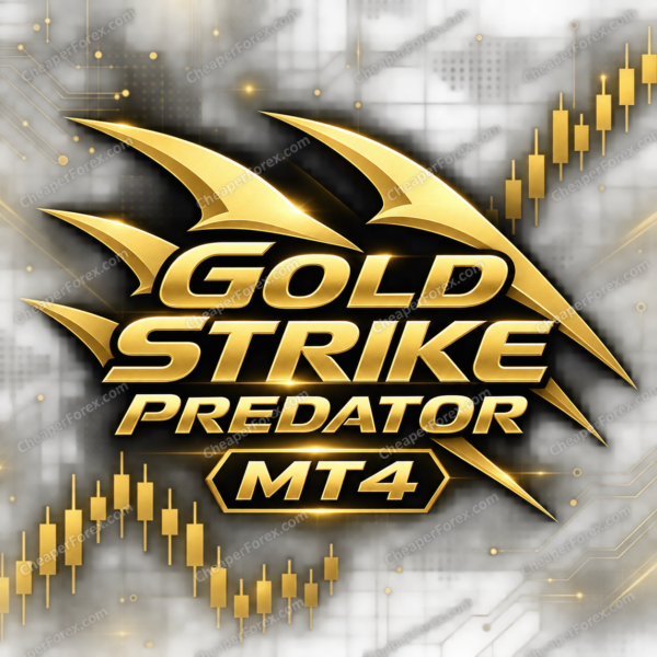Gold Strike Predator EA MT4 promotional artwork with CheaperForex.com watermarks