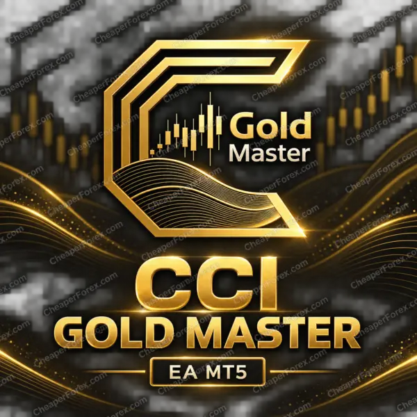CCI Gold Master EA MT5 promotional artwork with CheaperForex.com watermarks