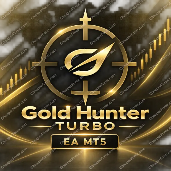 Gold Hunter Turbo EA MT5 promotional artwork with CheaperForex.com watermarks
