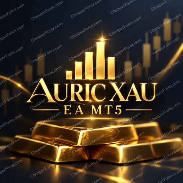 Auric XAU EA MT5 promotional artwork with CheaperForex.com watermarks