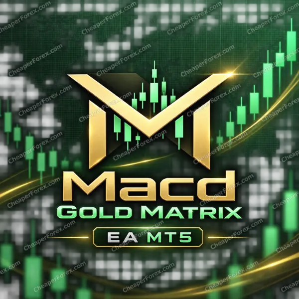 MACD Gold Matrix EA MT5 promotional artwork with CheaperForex.com watermarks