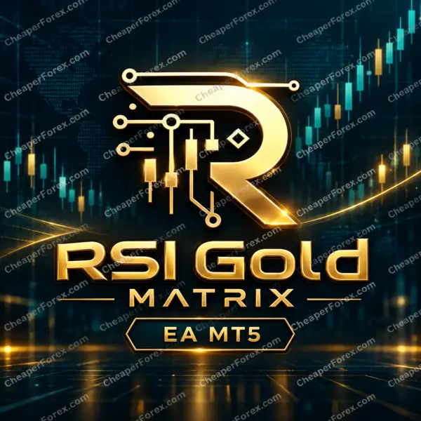 RSI Gold Matrix EA MT5 promotional artwork with CheaperForex.com watermarks
