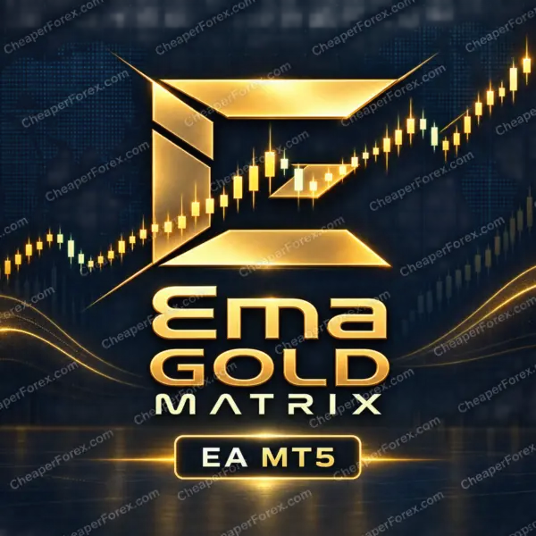 EMA Gold Matrix EA MT5 promotional artwork with CheaperForex.com watermarks