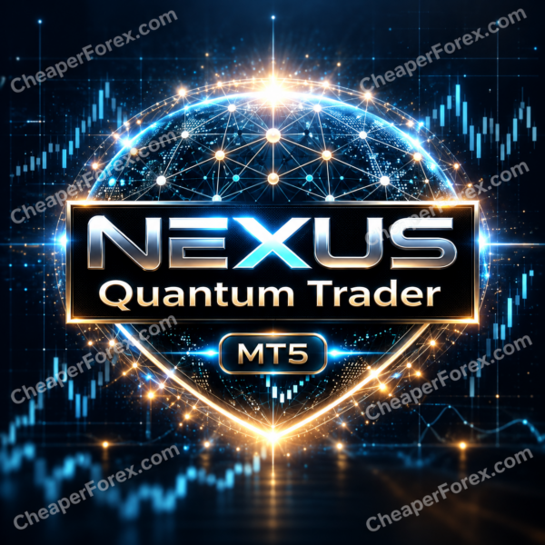 Nexus Quantum Trader EA MT5 promotional artwork with CheaperForex.com watermarks