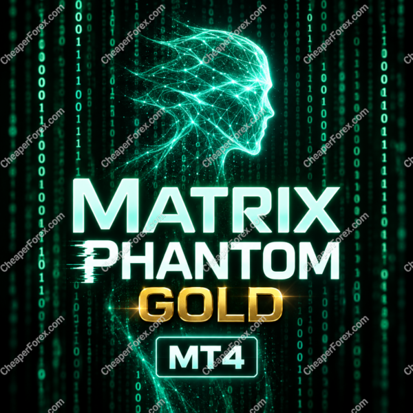 Matrix Phantom Gold EA MT4 promotional artwork with CheaperForex.com watermarks