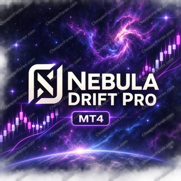 Nebula Drift Pro EA MT4 promotional artwork with CheaperForex.com watermarks