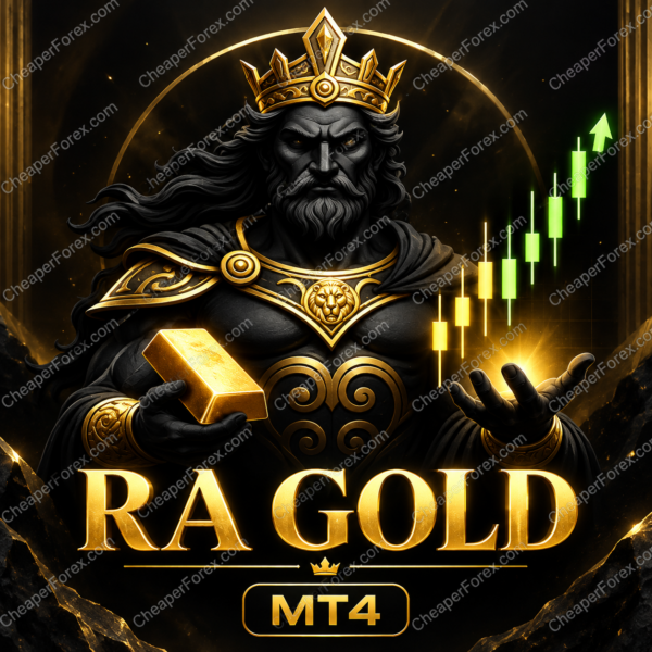 RA Gold EA MT4 promotional artwork with CheaperForex.com watermarks