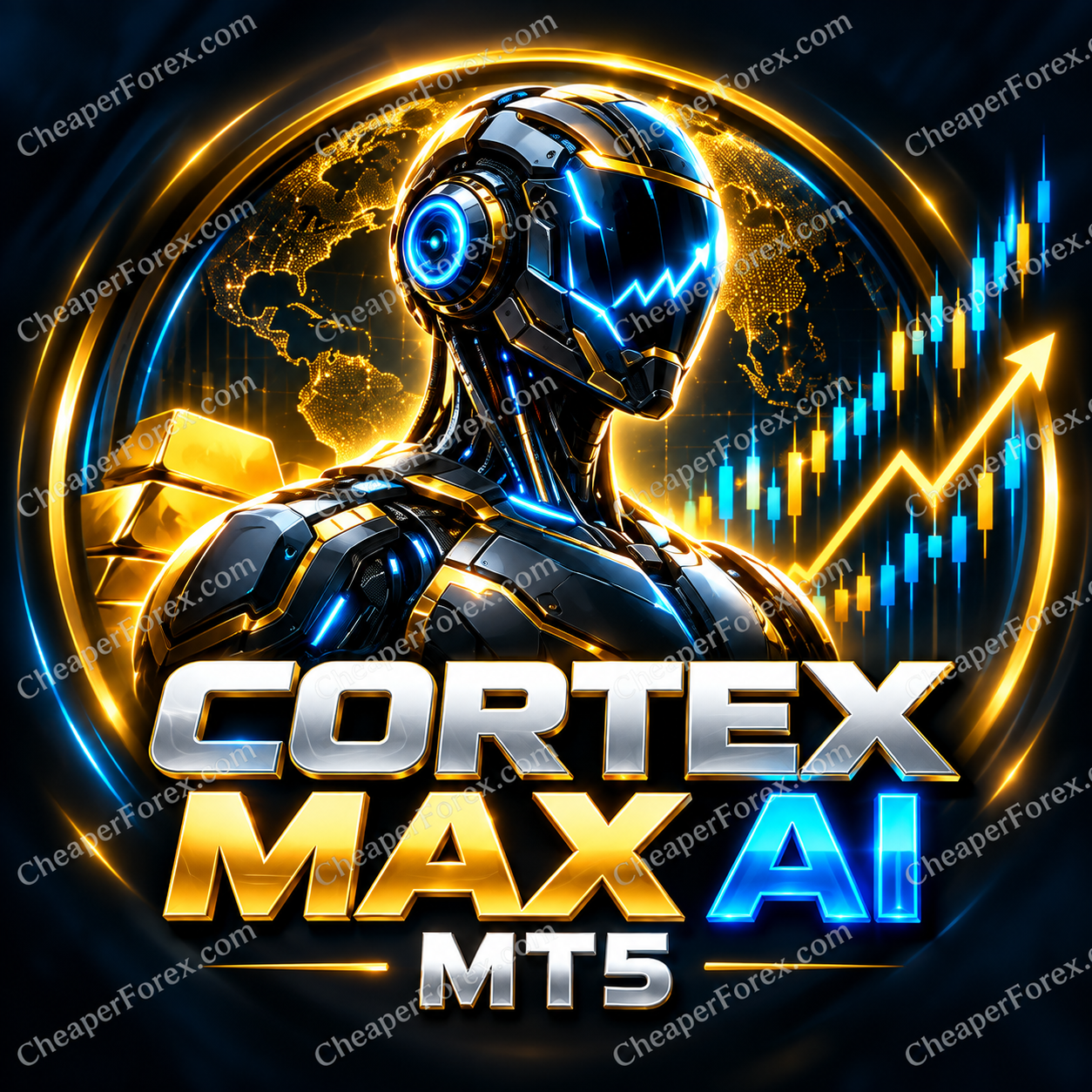 Cortex Max AI MT5 cover with repeated CheaperForex.com watermarks