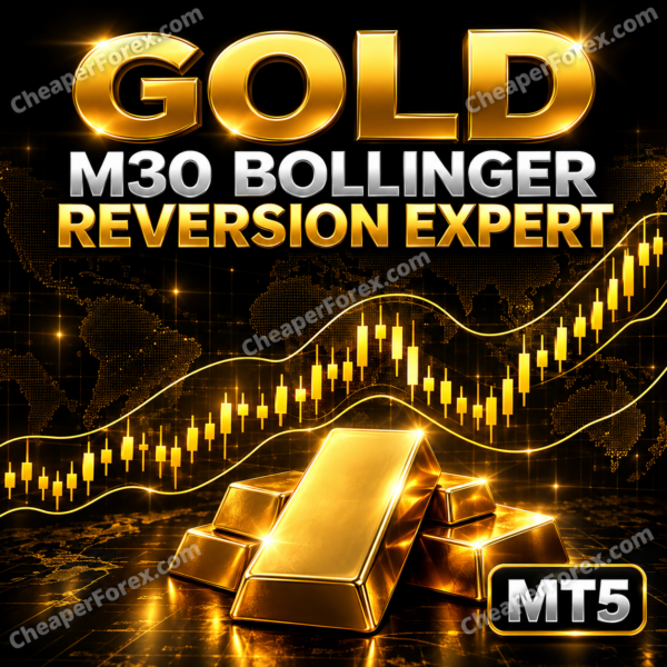 Gold M30 Bollinger Reversion Expert MT5 high-quality watermarked promotional cover