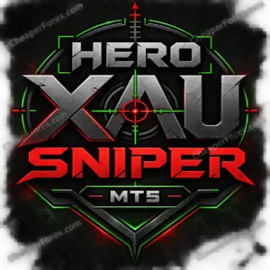 Hero Xau Sniper EA MT5 promotional artwork with CheaperForex.com watermarks