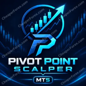 Pivot Point Scalper EA MT5 promotional artwork with CheaperForex.com watermarks