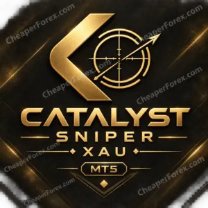 Catalyst Sniper Xau EA MT5 promotional artwork with CheaperForex.com watermarks
