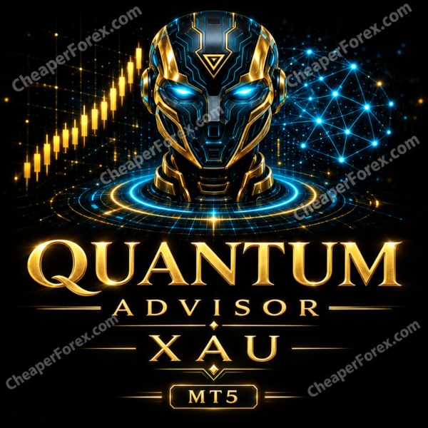 Quantum Advisor Xau EA MT5 promotional artwork with CheaperForex.com watermarks