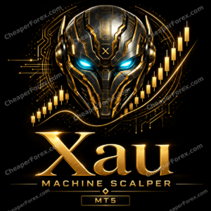 Xau Machine Scalper EA MT5 promotional artwork with CheaperForex.com watermarks