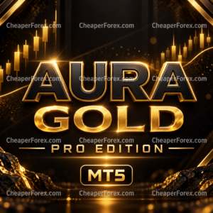 Aura Gold Pro Edition MT5 EA gold and black cover with CheaperForex watermarks