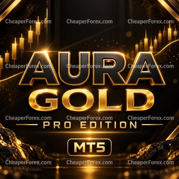Aura Gold Pro Edition MT5 EA gold and black cover with CheaperForex watermarks