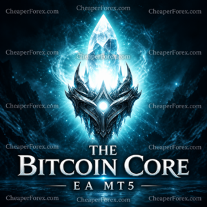 CheaperForex promotional artwork for The Bitcoin Core EA MT5, not a software screenshot.