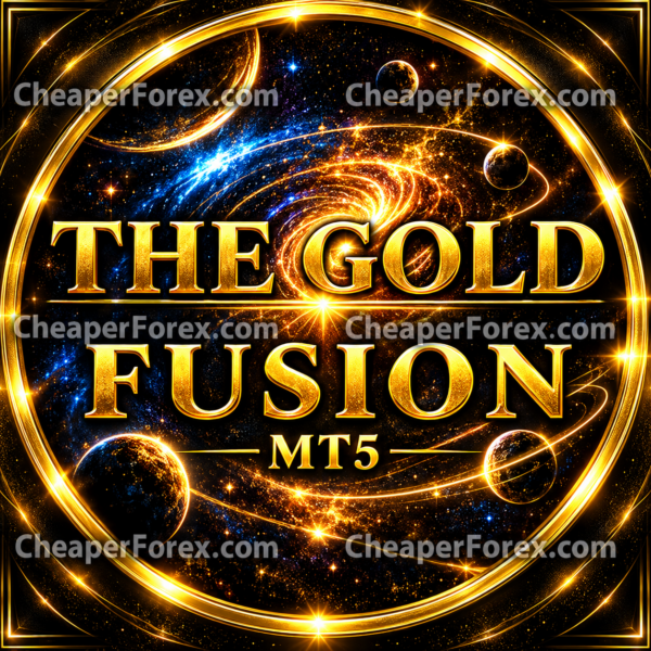 The Gold Fusion MT5 promotional artwork with CheaperForex.com watermarks.