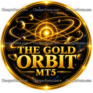 The Gold Orbit MT5 promotional artwork with CheaperForex.com watermarks.