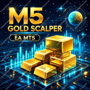 M5 Gold Scalper EA MT5 promotional cover with repeated CheaperForex.com watermarks