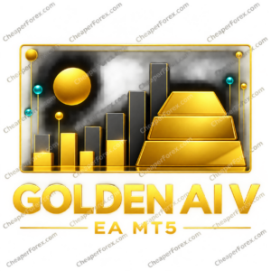 Golden AI V EA MT5 promotional cover with repeated CheaperForex.com watermarks