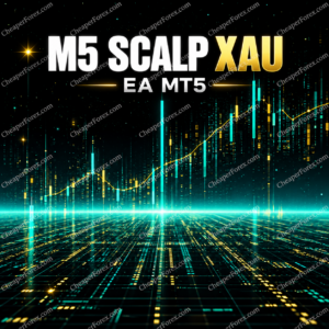 M5 Scalp XAU EA MT5 promotional cover with repeated CheaperForex.com watermarks