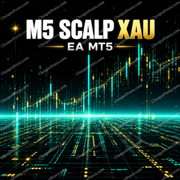 M5 Scalp XAU EA MT5 promotional cover with repeated CheaperForex.com watermarks
