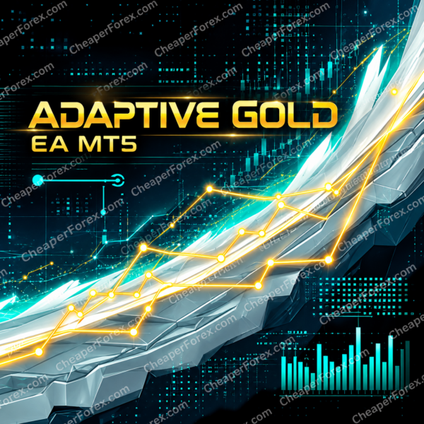 Adaptive Gold EA MT5 promotional cover with repeated CheaperForex.com watermarks